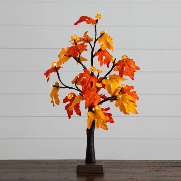 2-ft Pre-Lit Autumn Maple Artificial Fall Tree with 24 Warm White LED Lights and Detachable Base - SKU #T5283 - 10