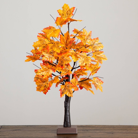 2-ft Pre-Lit Autumn Maple Artificial Fall Tree with 24 Warm White LED Lights and Detachable Base - SKU #T5283 - 11