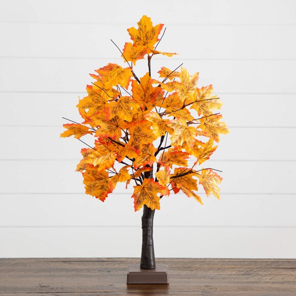 2-ft Pre-Lit Autumn Maple Artificial Fall Tree with 24 Warm White LED Lights and Detachable Base - SKU #T5283 - 13