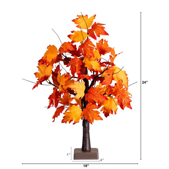 2-ft Pre-Lit Bright Autumn Maple Artificial Fall Tree with 24 Warm White LED Lights and Detachable Base - SKU #T5284 - 1