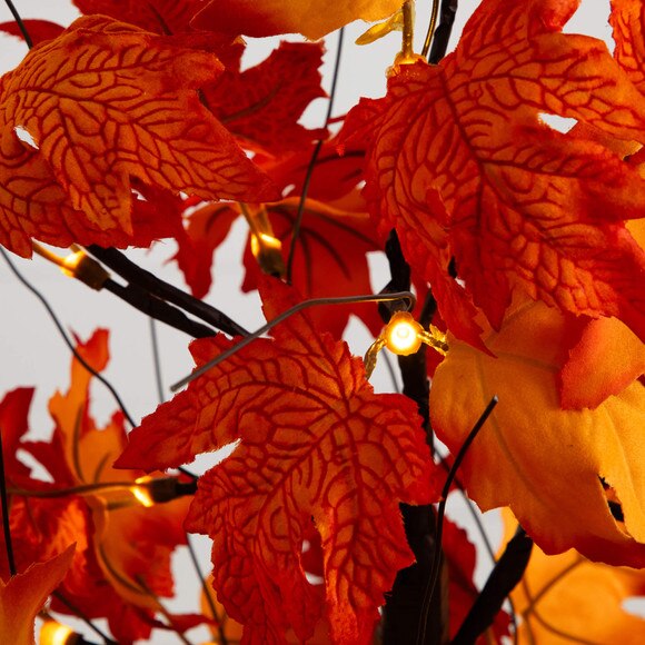 2-ft Pre-Lit Bright Autumn Maple Artificial Fall Tree with 24 Warm White LED Lights and Detachable Base - SKU #T5284 - 3