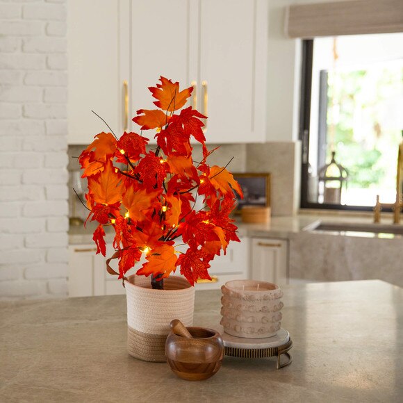 2-ft Pre-Lit Bright Autumn Maple Artificial Fall Tree with 24 Warm White LED Lights and Detachable Base - SKU #T5284 - 7