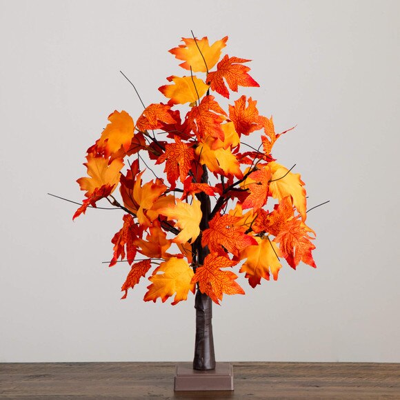2-ft Pre-Lit Bright Autumn Maple Artificial Fall Tree with 24 Warm White LED Lights and Detachable Base - SKU #T5284 - 8