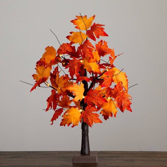 2-ft Pre-Lit Bright Autumn Maple Artificial Fall Tree with 24 Warm White LED Lights and Detachable Base - SKU #T5284 - 9