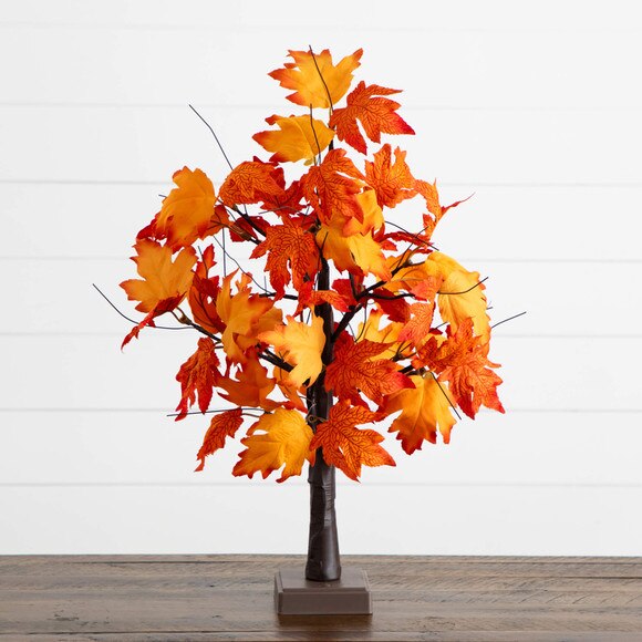 2-ft Pre-Lit Bright Autumn Maple Artificial Fall Tree with 24 Warm White LED Lights and Detachable Base - SKU #T5284 - 10