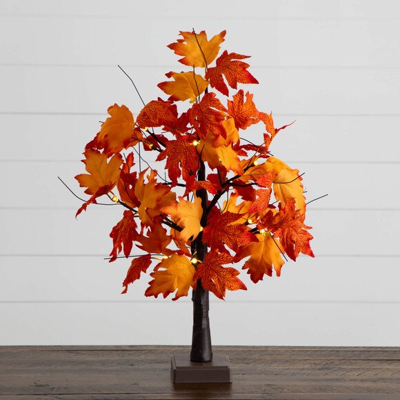 2-ft Pre-Lit Bright Autumn Maple Artificial Fall Tree with 24 Warm White LED Lights and Detachable Base - SKU #T5284 - 11