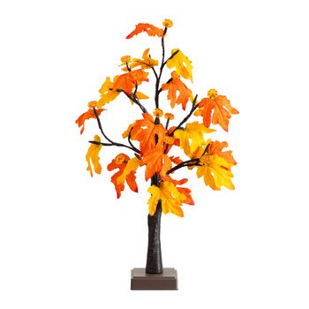 2-ft Pre-Lit Autumn Maple Artificial Fall Tree with 24 Warm White LED Pumpkin Shaped Lights with Detachable Base - SKU #T5285