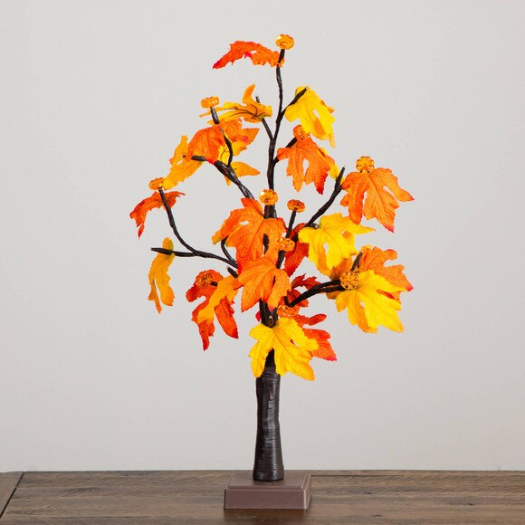 2-ft Pre-Lit Autumn Maple Artificial Fall Tree with 24 Warm White LED Pumpkin Shaped Lights with Detachable Base - SKU #T5285 - 4