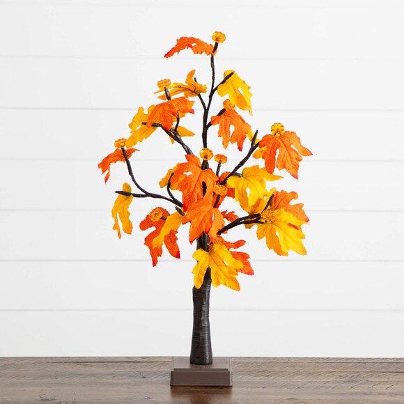 2-ft Pre-Lit Autumn Maple Artificial Fall Tree with 24 Warm White LED Pumpkin Shaped Lights with Detachable Base - SKU #T5285 - 6