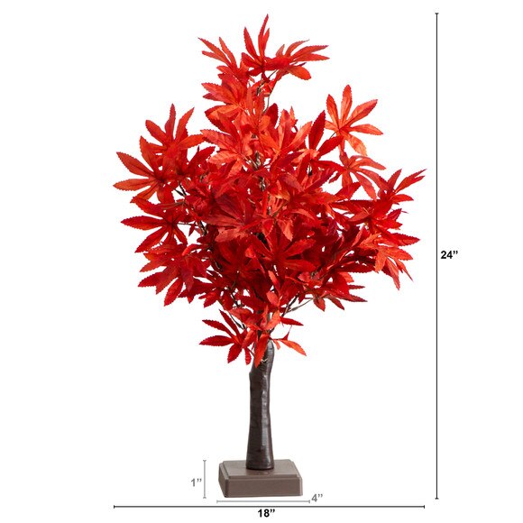 2-ft Pre-Lit Red Autumn Maple Artificial Fall Tree with 50 Warm White LED Lights and Detachable Base - SKU #T5286 - 1