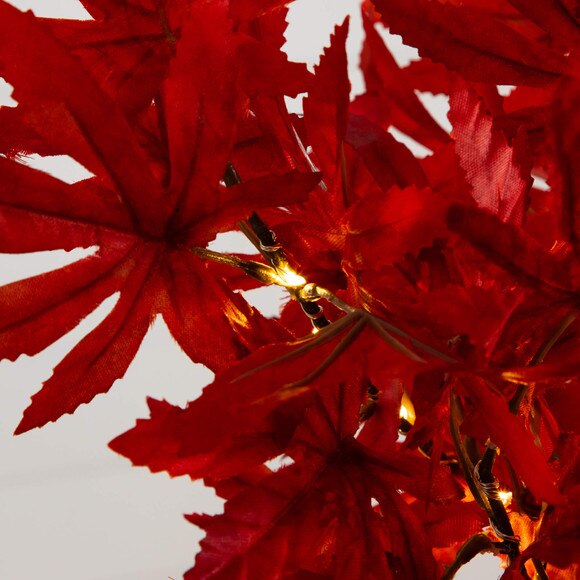 2-ft Pre-Lit Red Autumn Maple Artificial Fall Tree with 50 Warm White LED Lights and Detachable Base - SKU #T5286 - 3