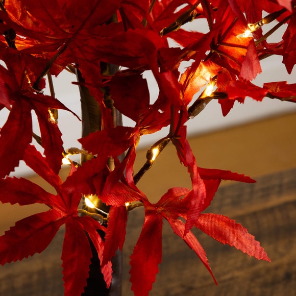 2-ft Pre-Lit Red Autumn Maple Artificial Fall Tree with 50 Warm White LED Lights and Detachable Base - SKU #T5286 - 4