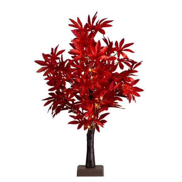2-ft Pre-Lit Red Autumn Maple Artificial Fall Tree with 50 Warm White LED Lights and Detachable Base - SKU #T5286 - 7
