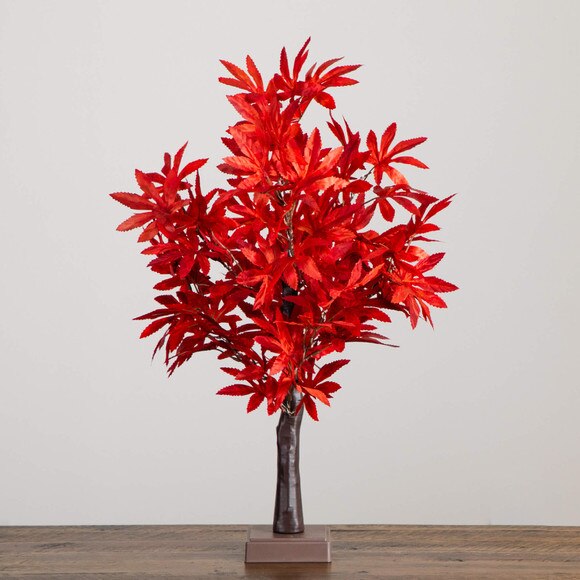 2-ft Pre-Lit Red Autumn Maple Artificial Fall Tree with 50 Warm White LED Lights and Detachable Base - SKU #T5286 - 9