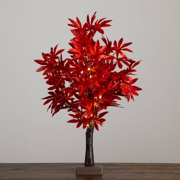 2-ft Pre-Lit Red Autumn Maple Artificial Fall Tree with 50 Warm White LED Lights and Detachable Base - SKU #T5286 - 10