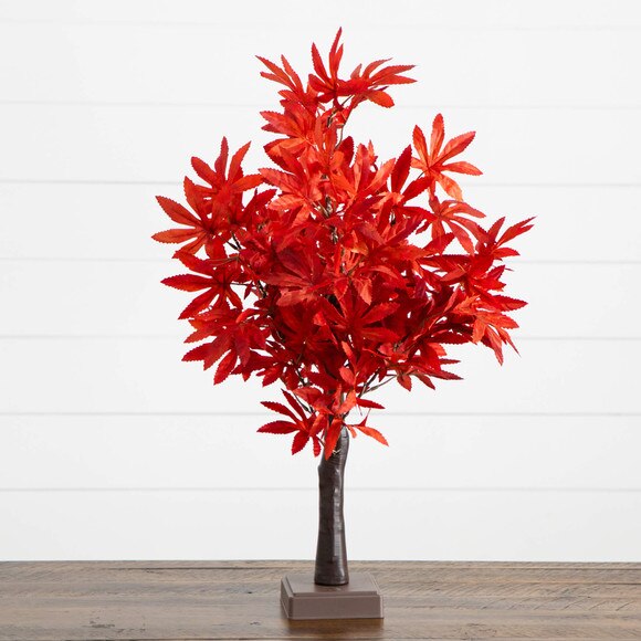 2-ft Pre-Lit Red Autumn Maple Artificial Fall Tree with 50 Warm White LED Lights and Detachable Base - SKU #T5286 - 11