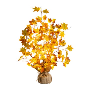 18-in Pre-Lit Autumn Maple Artificial Fall Tree with 30 LED String Lights in Burlap Wrapped Base - SKU #T5288