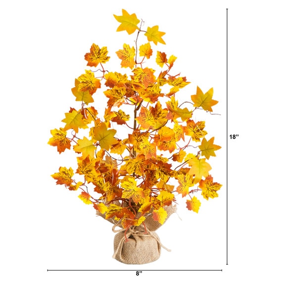 18-in Pre-Lit Autumn Maple Artificial Fall Tree with 30 LED String Lights in Burlap Wrapped Base - SKU #T5288 - 1