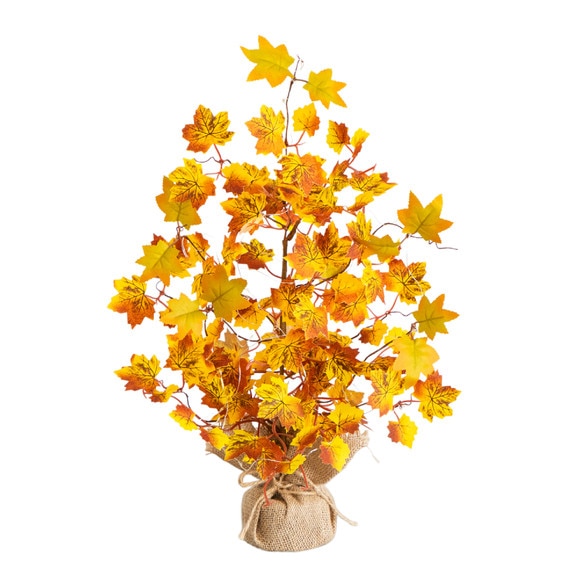 18-in Pre-Lit Autumn Maple Artificial Fall Tree with 30 LED String Lights in Burlap Wrapped Base - SKU #T5288 - 3