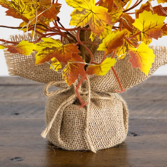 18-in Pre-Lit Autumn Maple Artificial Fall Tree with 30 LED String Lights in Burlap Wrapped Base - SKU #T5288 - 6
