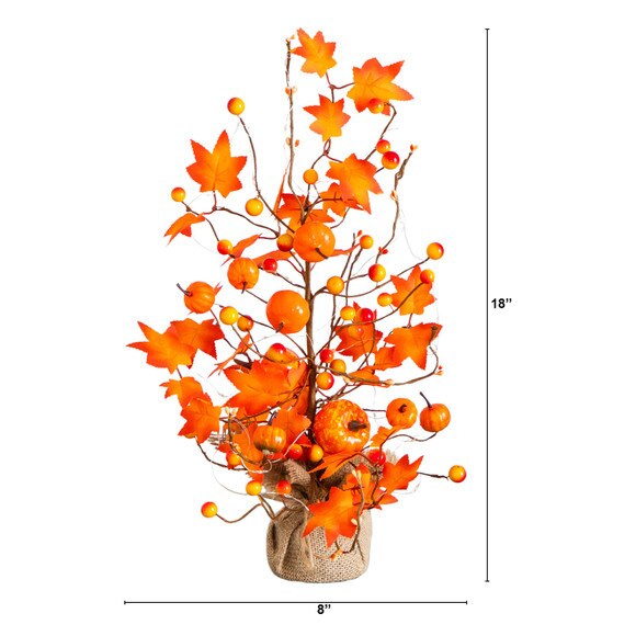 18-in Pre-Lit Artificial Maple Tree with Pumpkin Ornaments and 30 LED String Lights in Burlap Wrapped Base Base - SKU #T5289 - 1