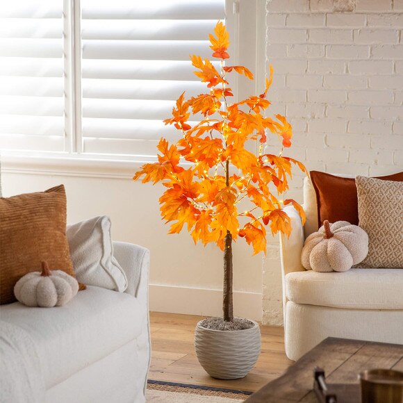 4-ft Pre-Lit Autumn Maple Artificial Fall Tree with 180 Warm White LED Lights - SKU #T5291 - 8