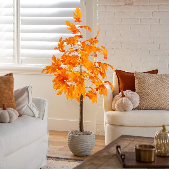 4-ft Pre-Lit Autumn Maple Artificial Fall Tree with 180 Warm White LED Lights - SKU #T5291 - 9