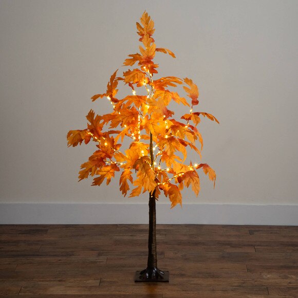 4-ft Pre-Lit Autumn Maple Artificial Fall Tree with 180 Warm White LED Lights - SKU #T5291 - 12
