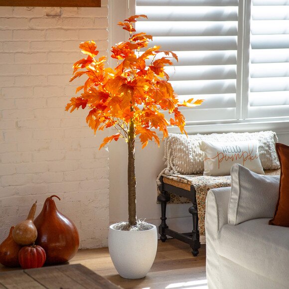 5-ft Pre-Lit Autumn Maple Artificial Fall Tree with 240 Warm White LED Lights - SKU #T5292 - 5