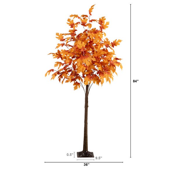 7-ft Pre-Lit Autumn Maple Artificial Fall Tree with 450 Warm White LED Lights - SKU #T5293 - 1