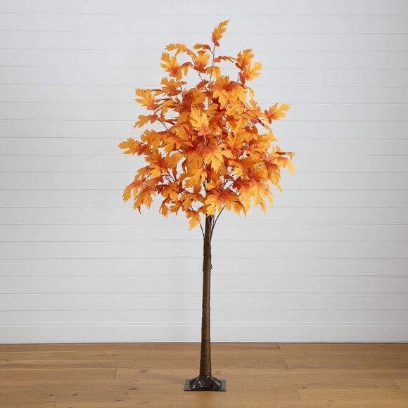 7-ft Pre-Lit Autumn Maple Artificial Fall Tree with 450 Warm White LED Lights - SKU #T5293 - 9