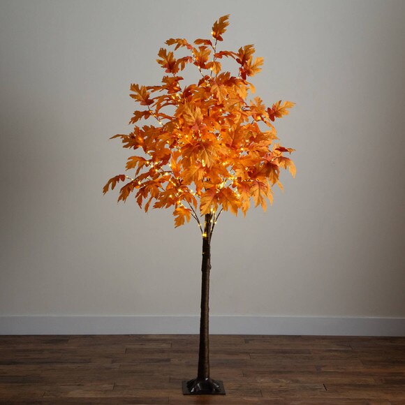 7-ft Pre-Lit Autumn Maple Artificial Fall Tree with 450 Warm White LED Lights - SKU #T5293 - 10