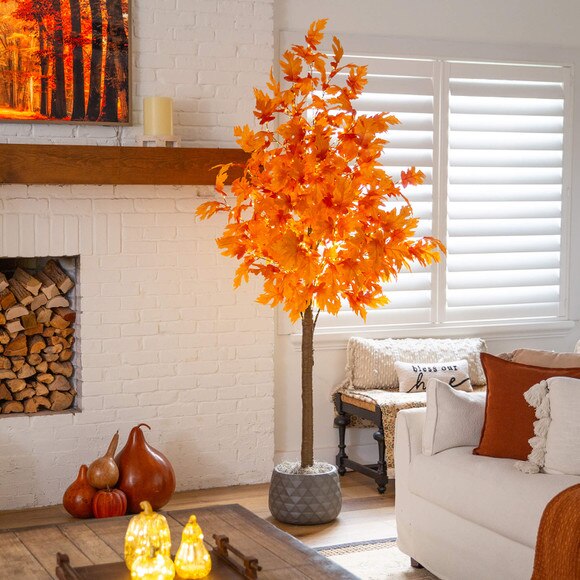 8-ft Pre-Lit Autumn Maple Artificial Fall Tree with 660 Warm White LED Lights - SKU #T5294 - 6