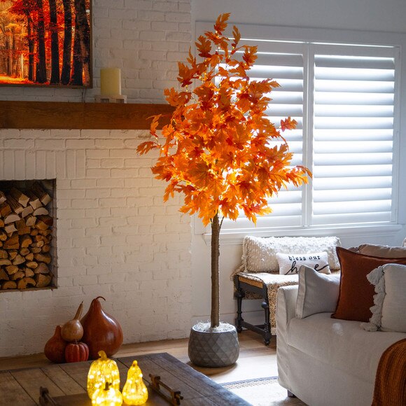 8-ft Pre-Lit Autumn Maple Artificial Fall Tree with 660 Warm White LED Lights - SKU #T5294 - 7