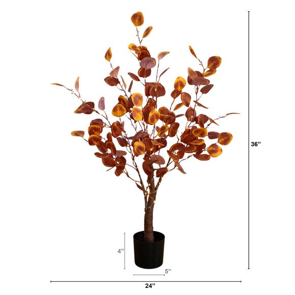3-ft Pre-Lit Autumn Eucalyptus Artificial Fall Tree with 80 Warm White LED Lights - SKU #T5296 - 1