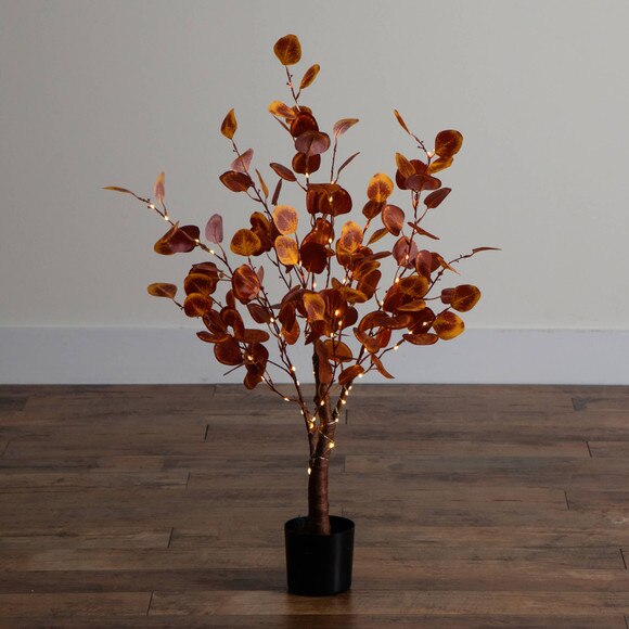 3-ft Pre-Lit Autumn Eucalyptus Artificial Fall Tree with 80 Warm White LED Lights - SKU #T5296 - 8