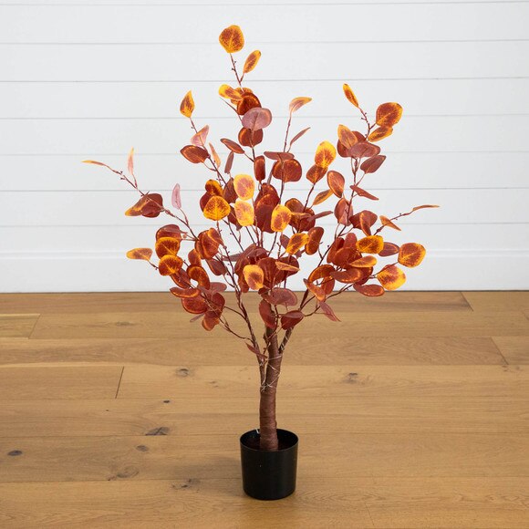 3-ft Pre-Lit Autumn Eucalyptus Artificial Fall Tree with 80 Warm White LED Lights - SKU #T5296 - 9