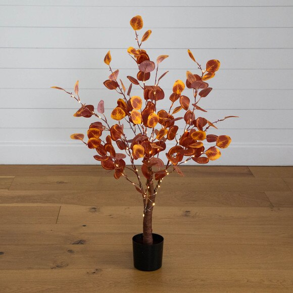 3-ft Pre-Lit Autumn Eucalyptus Artificial Fall Tree with 80 Warm White LED Lights - SKU #T5296 - 10