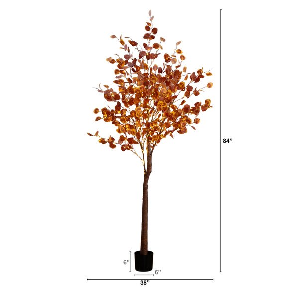 7-ft Pre-Lit Grand Autumn Eucalyptus Artificial Fall Tree with 420 Warm White LED Lights - SKU #T5297 - 1