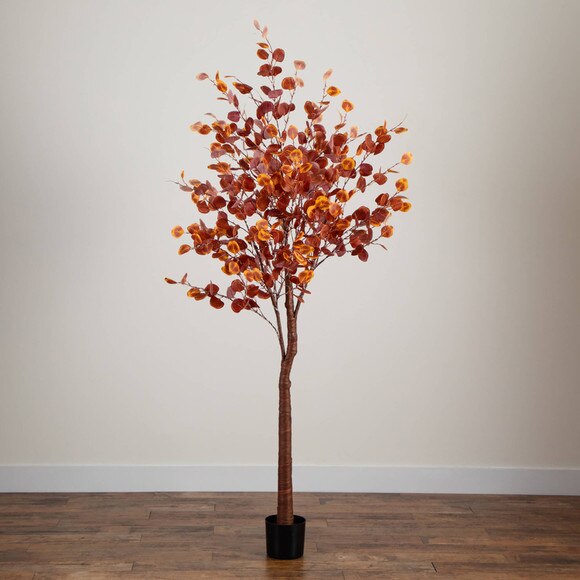 7-ft Pre-Lit Grand Autumn Eucalyptus Artificial Fall Tree with 420 Warm White LED Lights - SKU #T5297 - 6