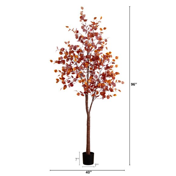 8-ft Pre-Lit Grand Autumn Eucalyptus Artificial Fall Tree with 540 Warm White LED Lights - SKU #T5298 - 1