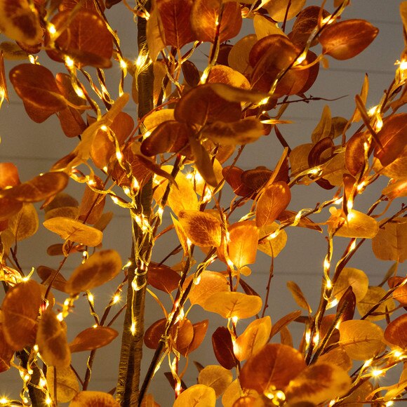 8-ft Pre-Lit Grand Autumn Eucalyptus Artificial Fall Tree with 540 Warm White LED Lights - SKU #T5298 - 4