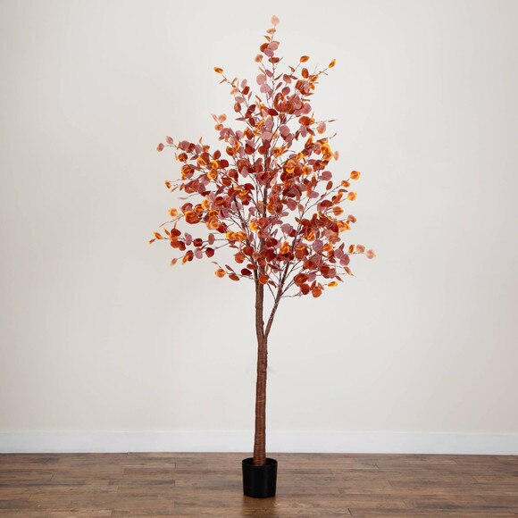 8-ft Pre-Lit Grand Autumn Eucalyptus Artificial Fall Tree with 540 Warm White LED Lights - SKU #T5298 - 9