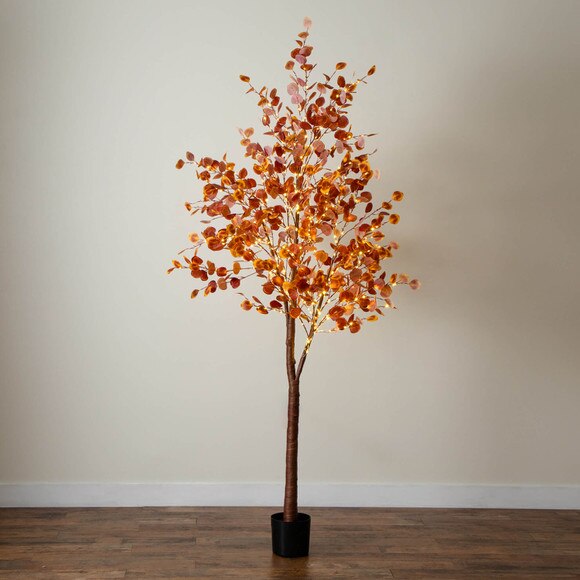 8-ft Pre-Lit Grand Autumn Eucalyptus Artificial Fall Tree with 540 Warm White LED Lights - SKU #T5298 - 10