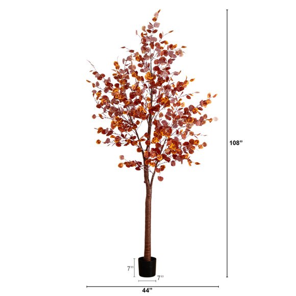 9-ft Pre-Lit Grand Autumn Eucalyptus Artificial Fall Tree with 700 Warm White LED Lights - SKU #T5299 - 1