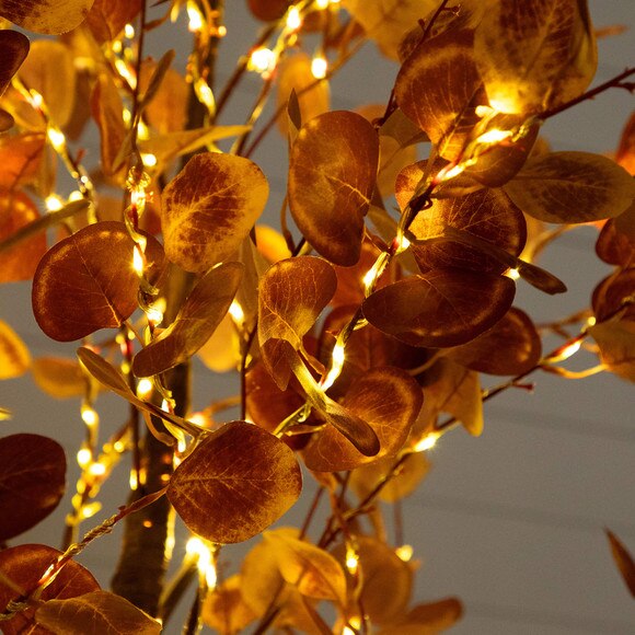 9-ft Pre-Lit Grand Autumn Eucalyptus Artificial Fall Tree with 700 Warm White LED Lights - SKU #T5299 - 7