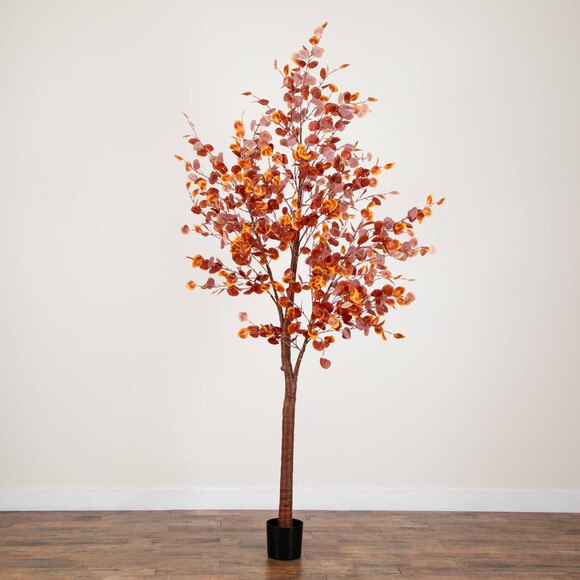 9-ft Pre-Lit Grand Autumn Eucalyptus Artificial Fall Tree with 700 Warm White LED Lights - SKU #T5299 - 10