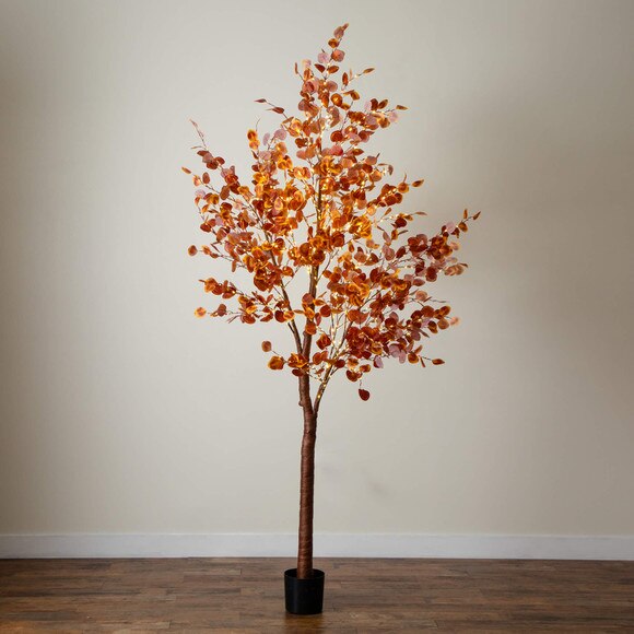 9-ft Pre-Lit Grand Autumn Eucalyptus Artificial Fall Tree with 700 Warm White LED Lights - SKU #T5299 - 11
