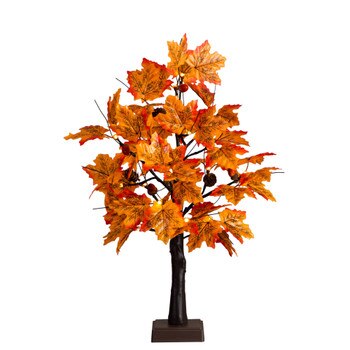 2-ft Pre-Lit Autumn Maple Artificial Fall Tree with Acorns Pinecones and 18 Warm White LED Lights - SKU #T5300