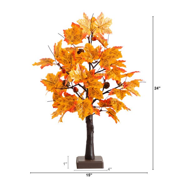 2-ft Pre-Lit Autumn Maple Artificial Fall Tree with Acorns Pinecones and 18 Warm White LED Lights - SKU #T5300 - 1